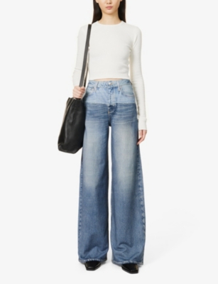 Shop Rag & Bone Womens Miramar Sofie Wide-leg Mid-rise Cotton-jersey Trousers Antonia