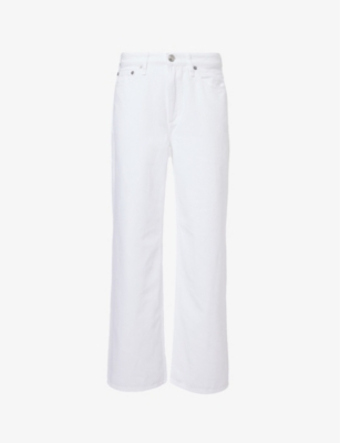 Shop Rag & Bone Womens Optic Whit Featherweight Logan Wide-leg Mid-rise Denim Jeans