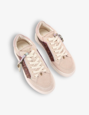 KURT GEIGER WOMENS BLUSH KENSINGTON GLITTER-EMBELLISHED SUEDE TRAINERS EUR 36 / 3 UK 