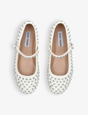 Steve Madden Womens Cream Vinetta Stud-embellished Woven Ballet Flats In Cream