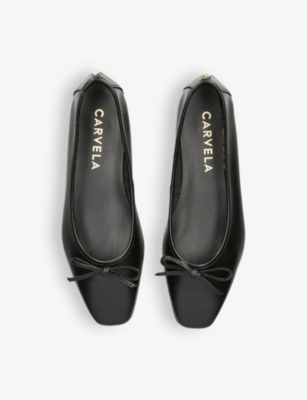 Shop Carvela Comfort Women's Black Mya Bow Pointed-toe Leather Shoes