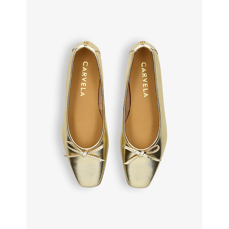 Shop Carvela Comfort Women's Gold Mya Bow Pointed-toe Leather Shoes
