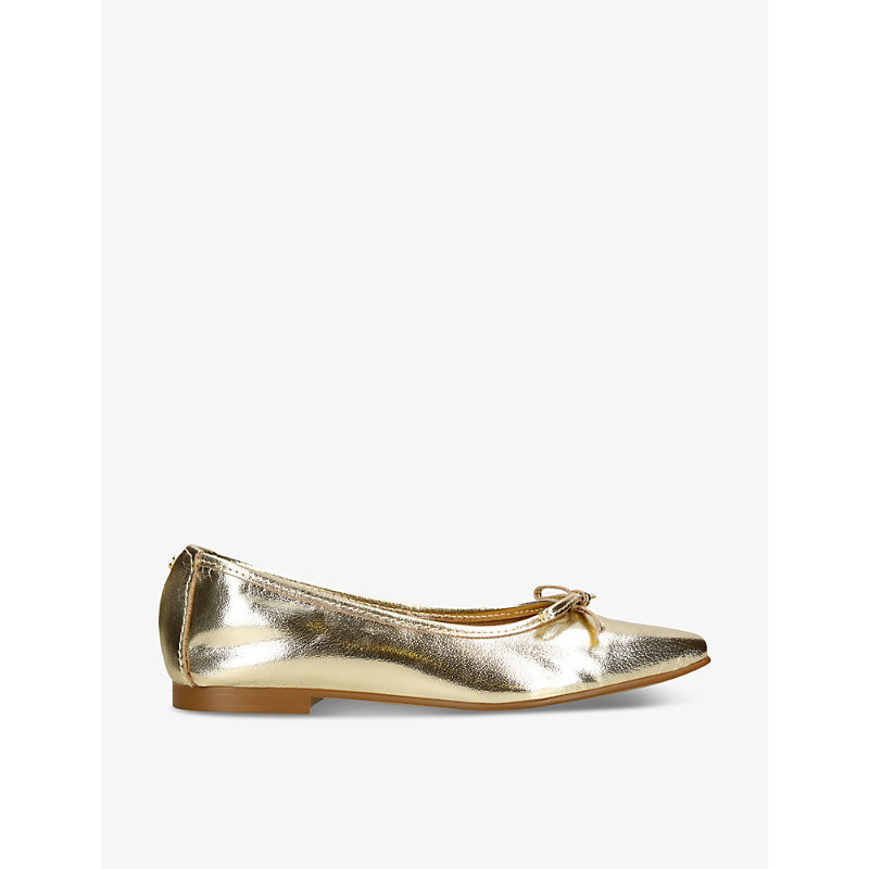 Carvela Comfort Womens Gold Mya Bow Pointed-toe Leather Shoes
