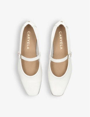Shop Carvela Comfort Mya Mary Jane Leather Flats In White
