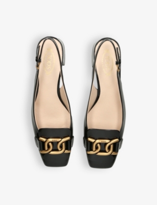 Shop Tod's Kate Patent-leather Slingback Courts In Black