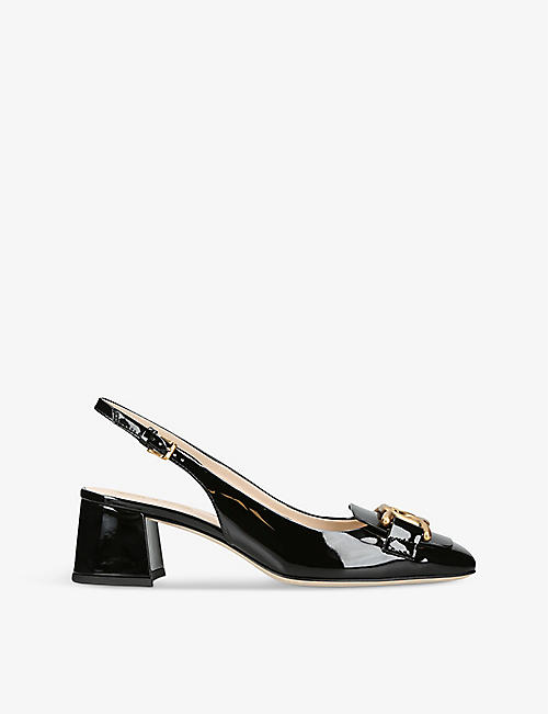 TODS: Kate patent-leather slingback courts
