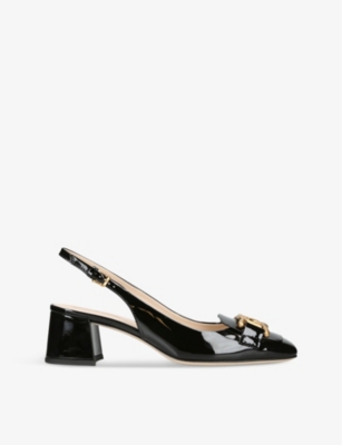 Shop Tod's Tods Women's Black Kate Patent-leather Slingback Courts