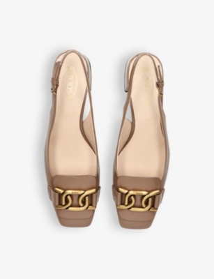 Shop Tod's Womens Brown Kate Patent-leather Slingback Courts