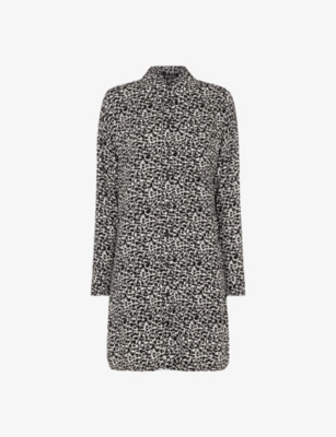 Whistles Womens Black Helena Fuzzy Squares Graphic-print Woven Dress In Black