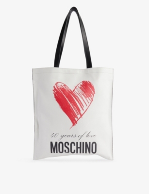 MOSCHINO: Graphic-pattern leather tote bag