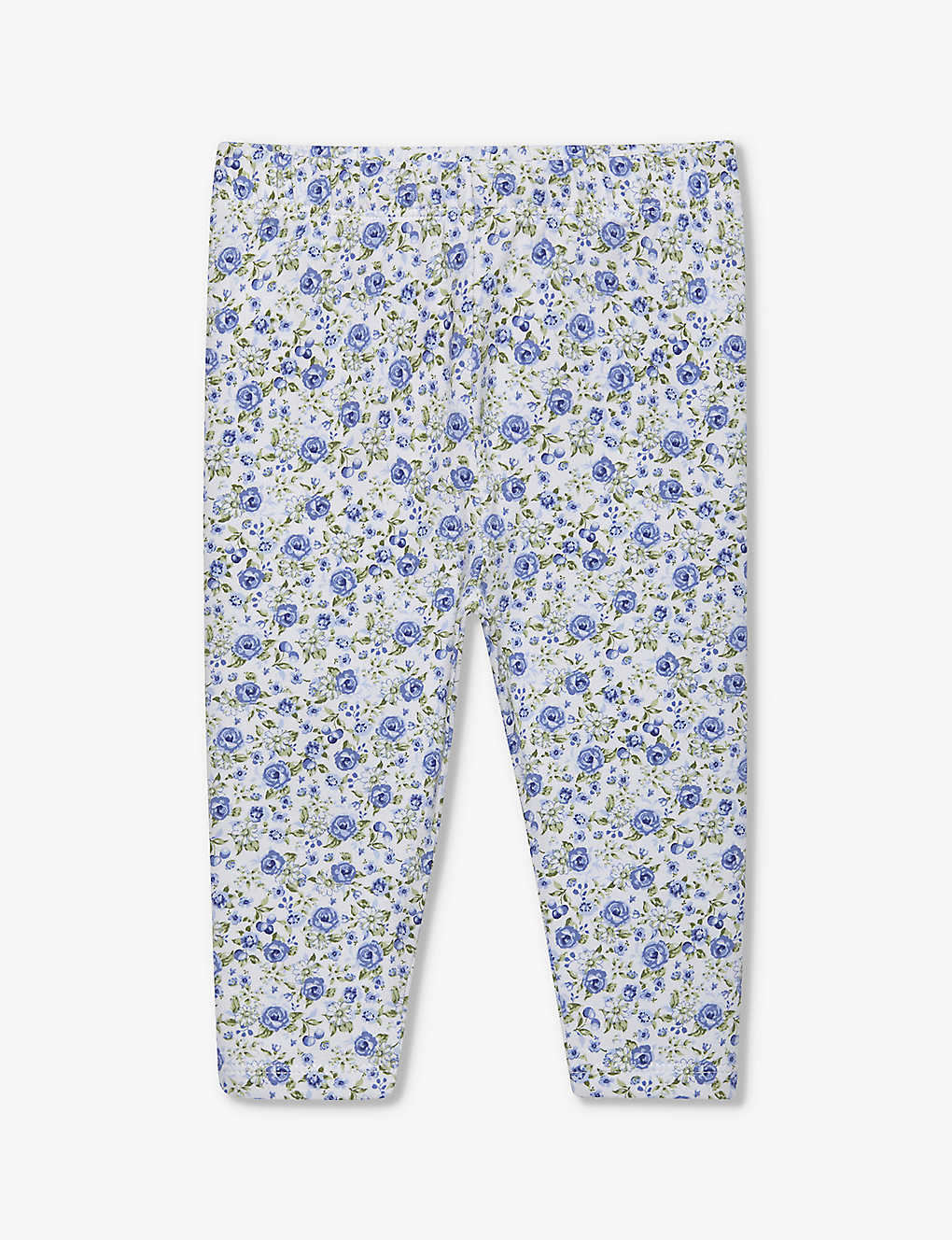 Trotters Babies'  Blue Rose Catherine Rose Floral-print Stretch-cotton Leggings 3-24 Months
