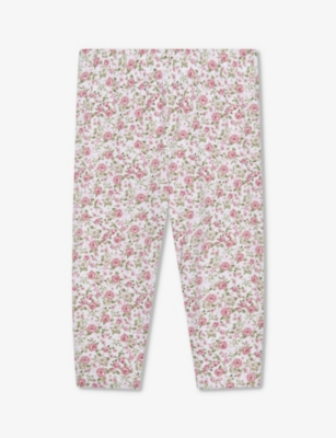 Trotters Babies'  Pink Rose Catherine Rose Floral-print Stretch-cotton Leggings 3-24 Months