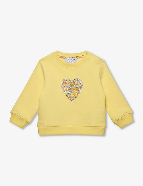 TROTTERS: Elysian Day heart-motif cotton sweatshirt 3-24 months