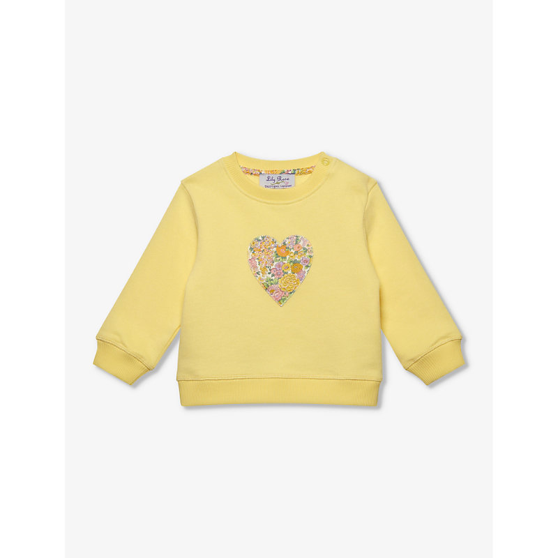 Trotters Girls Lemon Elysian Day Kids Elysian Day Heart-motif Cotton Sweatshirt 3-24 Months