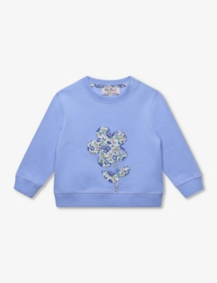 TROTTERS: Felicite flower-motif cotton sweatshirt 3-24 months