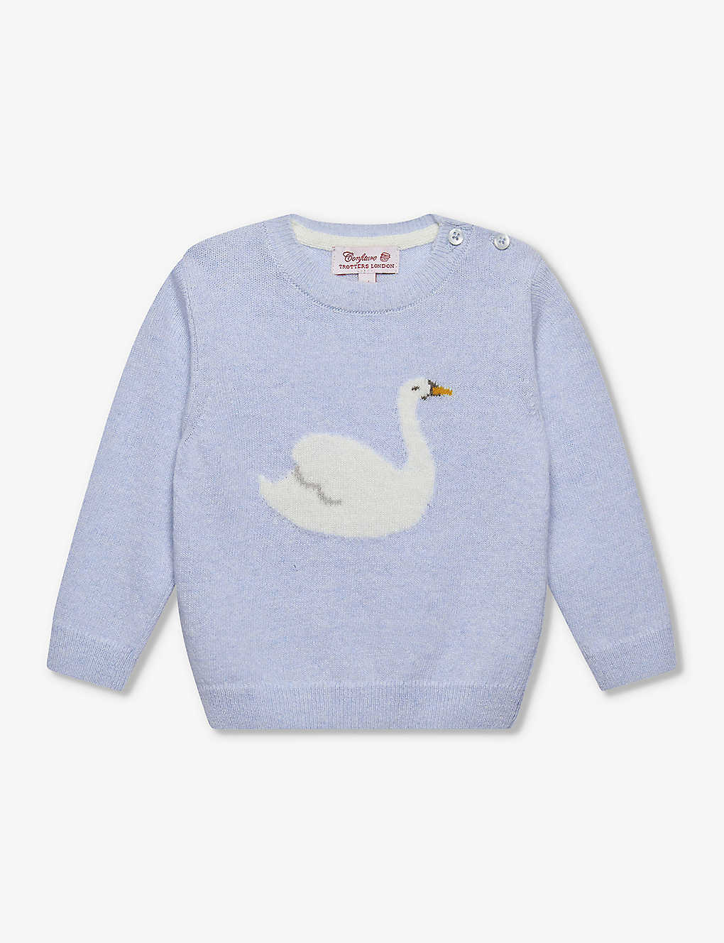 Trotters Boys Blue Kids Darcey Swan-motif Knitted Jumper 3-24 Months