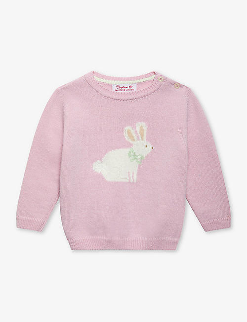 TROTTERS: Betty Bunny bunny-embroidered merino-wool jumper 3-24 months