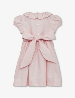 TROTTERS: Willow rosebud hand-smocked cotton dress 3-24 months