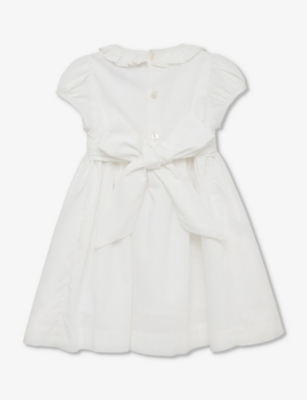TROTTERS: Willow rosebud hand-smocked cotton dress 3-24 months