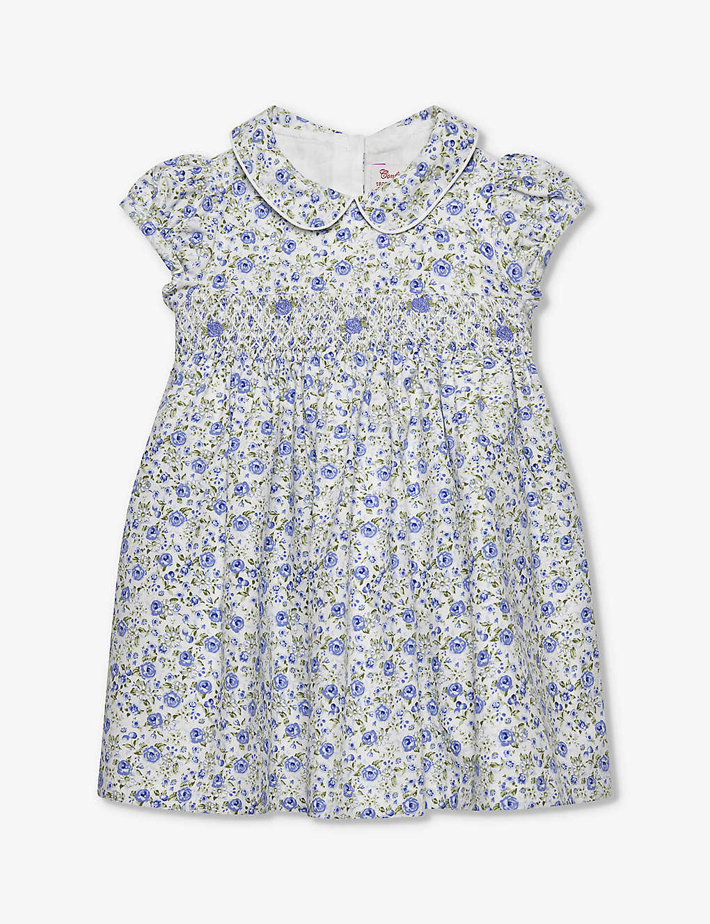 Trotters Babies'  Blue Rose Catherine Rose Floral-print Cotton Dress 3-24 Months