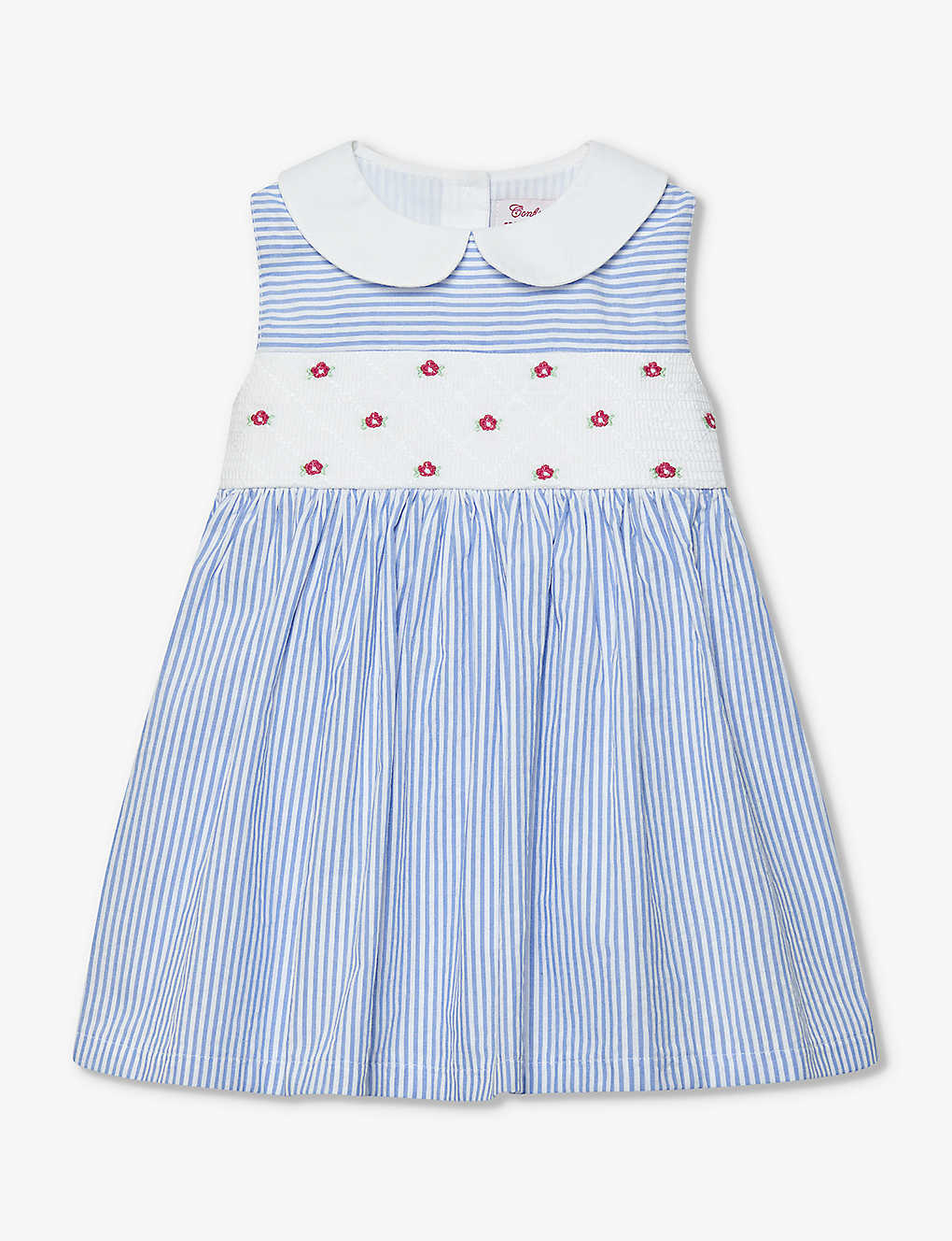 Trotters Babies'  Blue Stripe Tilly Stripe Seersucker-cotton Dress 3-24 Months
