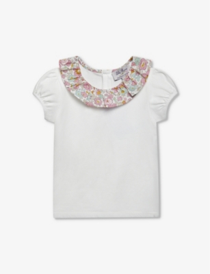 Shop Trotters Girls White/coral Betsy Kids Betsy Willow-collar Cotton Top 2-11 Years
