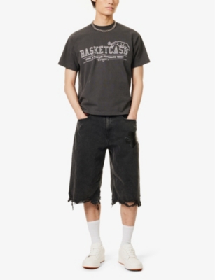Shop Basketcase Graduation Graphic-print Cotton-jersey T-shirt In Vintage Black