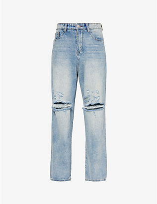 BASKETCASE: Lax distressed wide-leg jeans