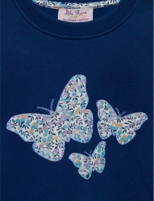 Shop Trotters Lilac Wiltshire Wiltshire Butterfly-embroidered Cotton Sweatshirt 2-11 Years