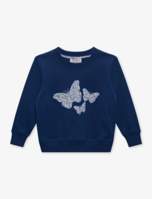 Trotters Babies' Wiltshire Butterfly-embroidered Cotton Sweatshirt 2-11 Years In Lilac Wiltshire