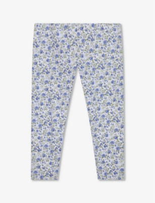 Trotters Babies'  Blue Rose Catherine Rose Floral-print Stretch-cotton Leggings 2-11 Years
