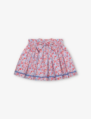 Trotters Girls Red Theresa Floral Kids Theresa Floral-print Cotton Skirt 2-11 Years
