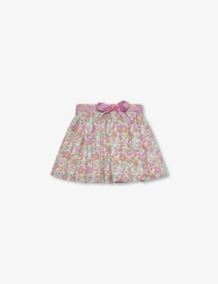 TROTTERS: Betsy bow-embroidered floral-print cotton mini dress 2-11 years