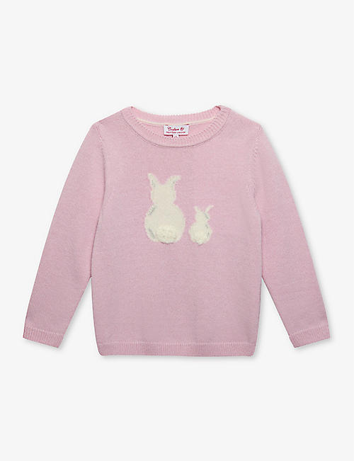 TROTTERS: Bella bunny-embroidered wool and cashmere-blend jumper 2-11 years