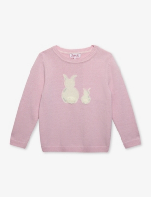 TROTTERS Bella bunny-embroidered wool and cashmere-blend jumper