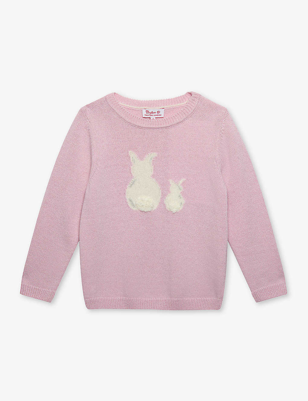 Trotters Babies' Bella Bunny-embroidered Wool And Cashmere-blend Jumper 2-11 Years In Pale Pink