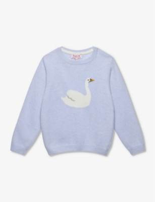 TROTTERS: Darcey swan-motif knitted jumper 2-11 years
