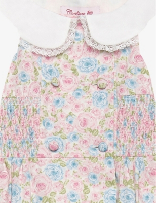 Shop Trotters Girlsfloral Kids Alice Flora-pattern Smocked Cotton Dress 2-11 Years In Multi Floral