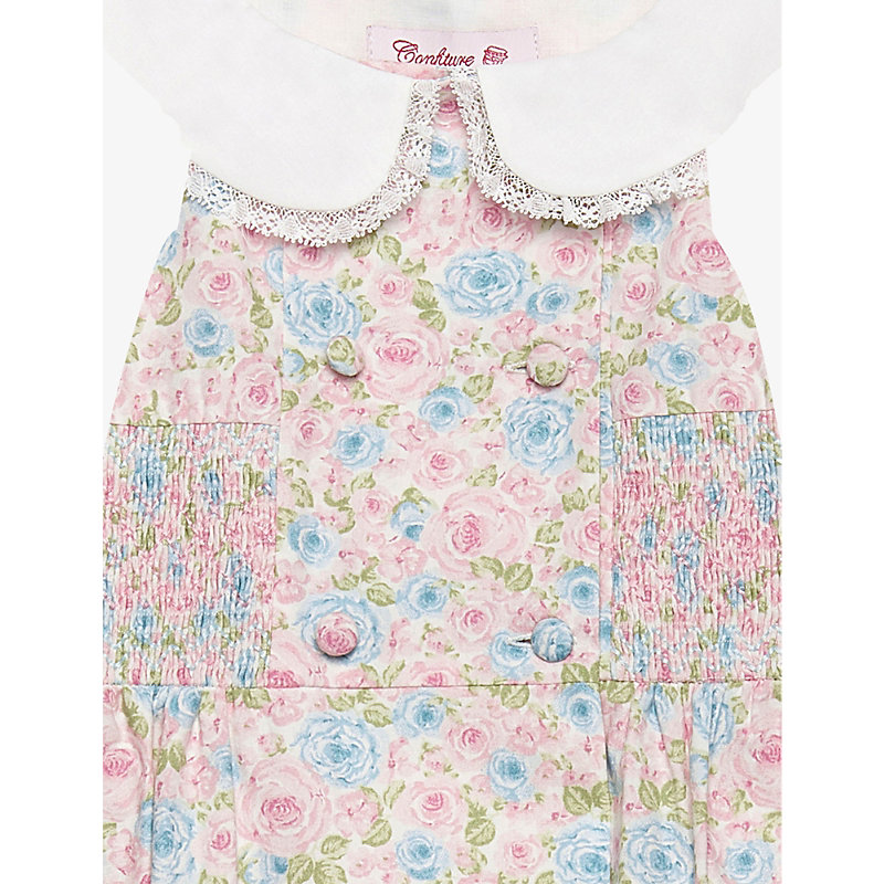 Shop Trotters Alice Flora-pattern Smocked Cotton Dress 2-11 Years In Multi Floral