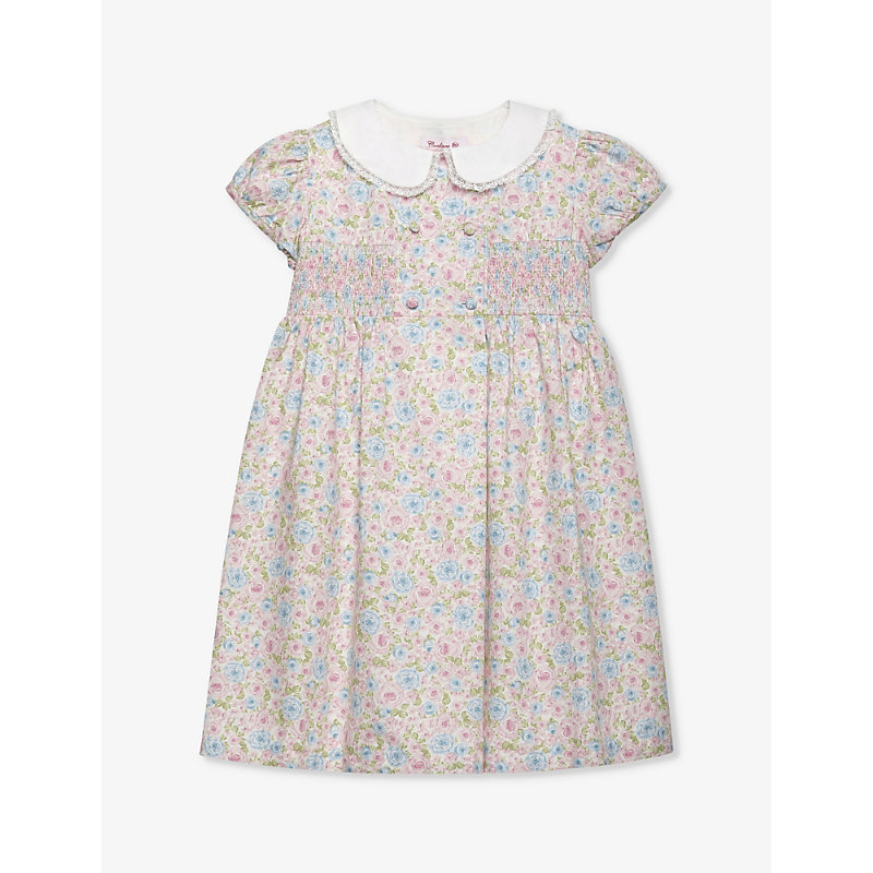 Shop Trotters Alice Flora-pattern Smocked Cotton Dress 2-11 Years In Multi Floral