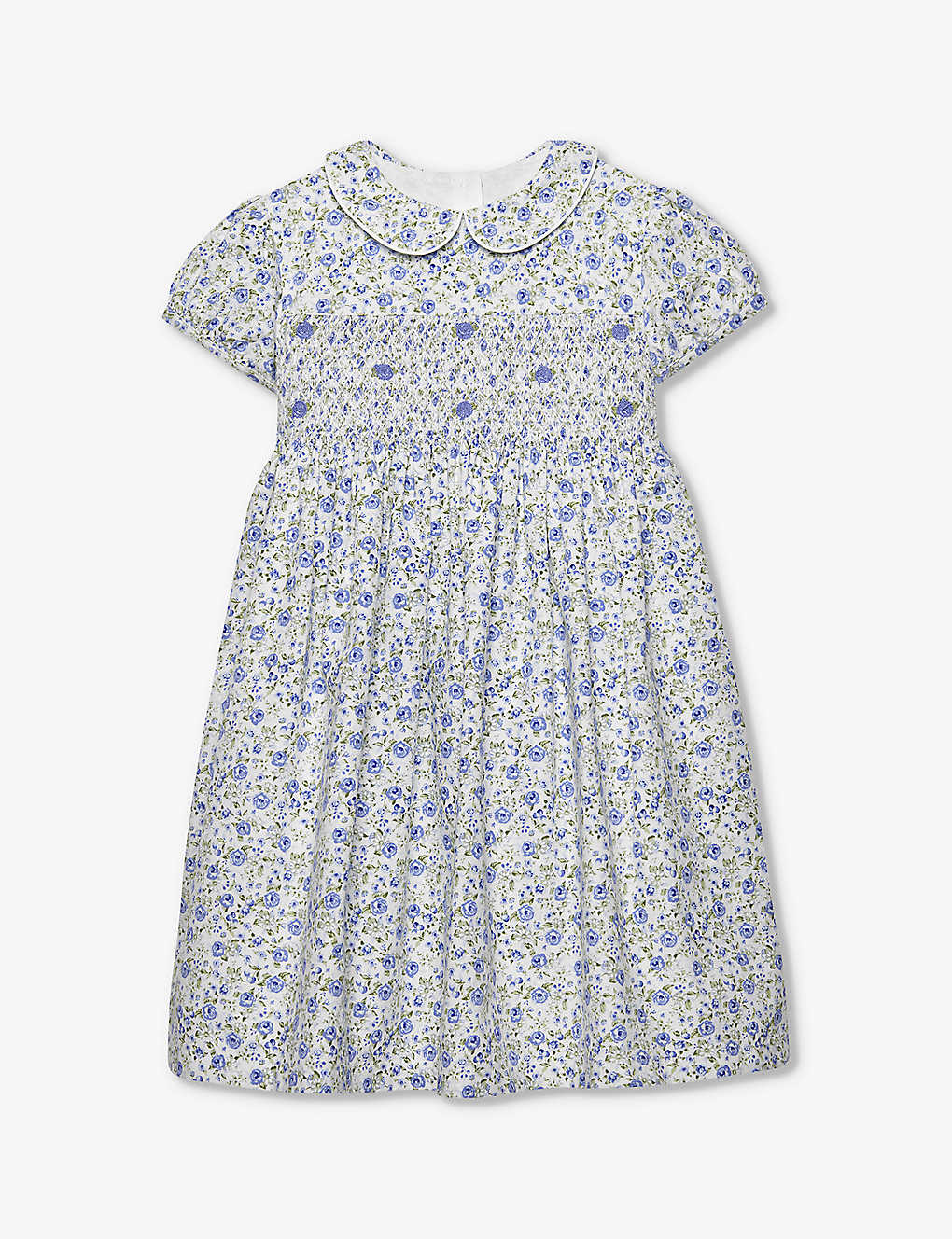 Trotters Babies'  Blue Rose Catherine Rose Floral-print Cotton Dress 2-11 Years