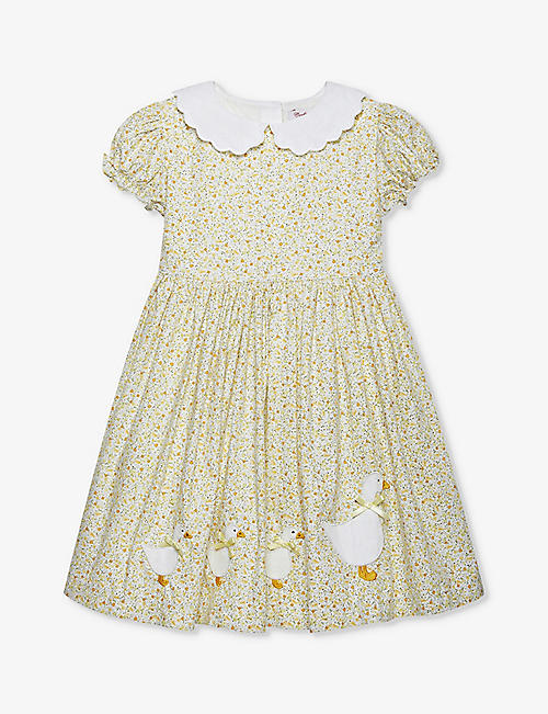TROTTERS: Floral-print scalloped-collar cotton dress 2-11 years