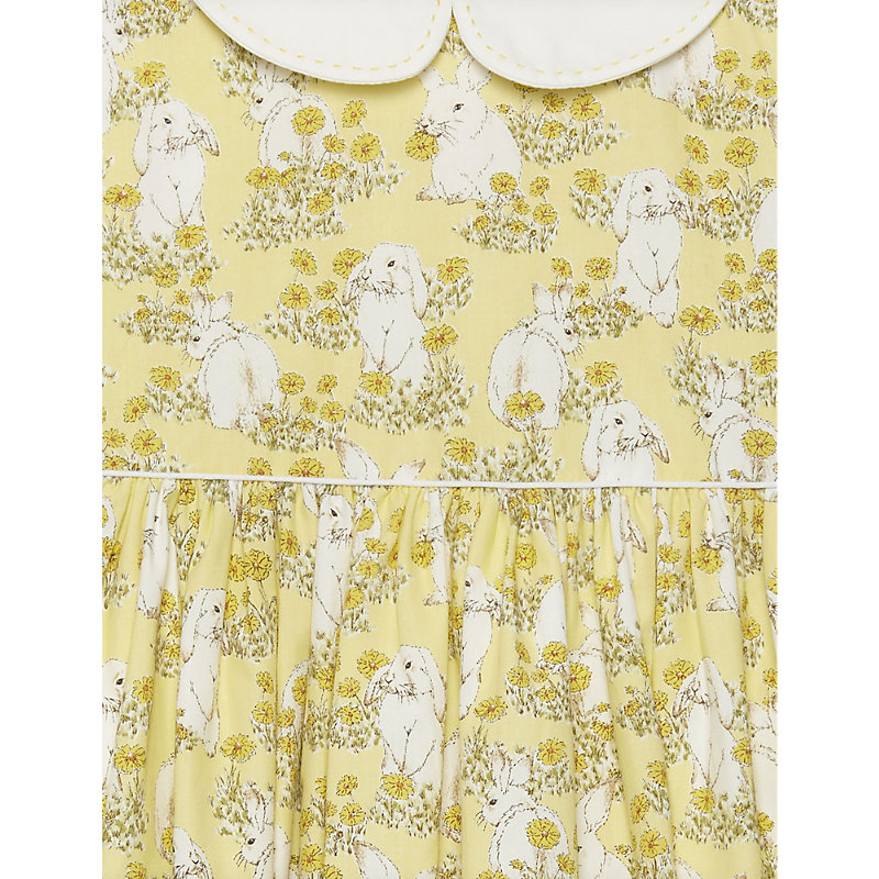 Shop Trotters Yellow Bunny Bunny-pattern Collared Cotton Mini Dress 2-11 Years
