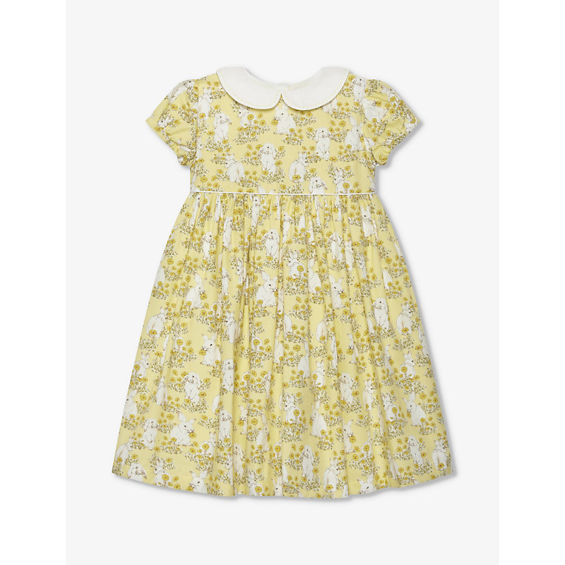 Trotters Babies'  Yellow Bunny Bunny-pattern Collared Cotton Mini Dress 2-11 Years