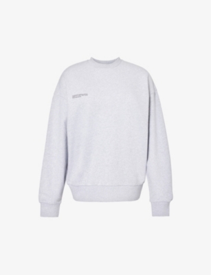 Shop Pangaia Text-print Organic-cotton-and Seaweed-blend Sweatshirt In Grey Marl
