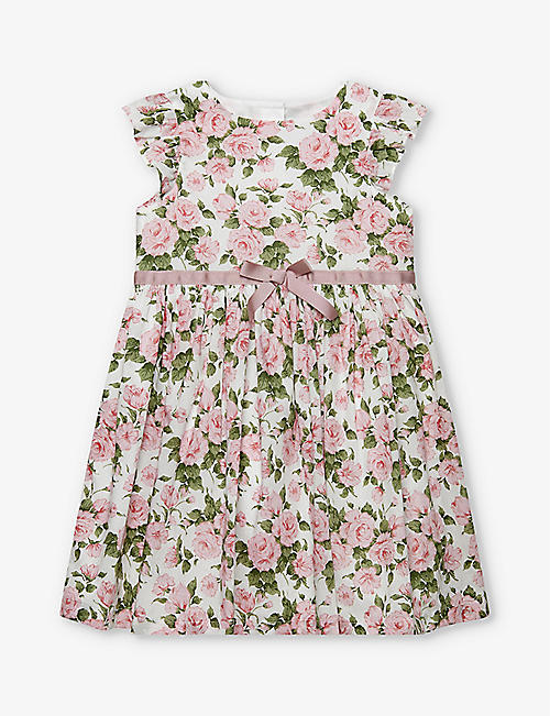 TROTTERS: Carline bow-embellished cotton dress 2-11 years