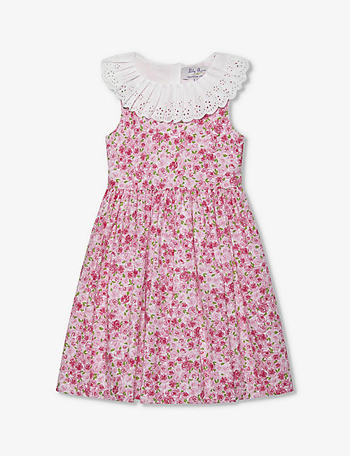 TROTTERS: Francesca embroidered-collar floral-print cotton dress 2-11 years