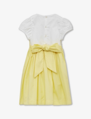 TROTTERS: Rose hand-smocked embroidered cotton dress 1-11 years