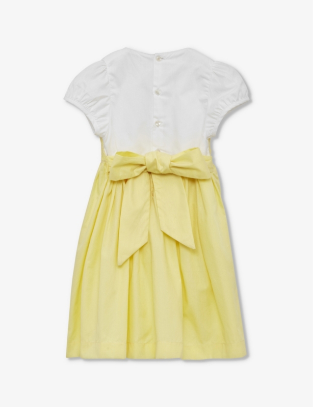 Rose hand-smocked embroidered cotton dress 1-11 years