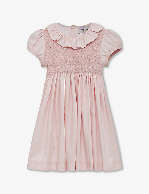 TROTTERS: Willow Rose hand-smocked cotton dress 2-11 years